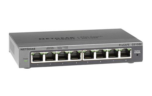 NETGEAR GS108E Gestito Gigabit Ethernet (10/100/1000) Nero