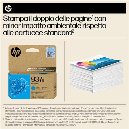 HP 937E EVOMORE CYAN EN/FR/IT/PT/ES Ink Cartridge