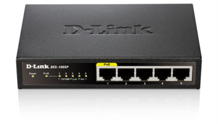 D-Link DES-1005P switch di rete Non gestito Fast Ethernet (10/100) Supporto Power over Ethernet (PoE) Nero