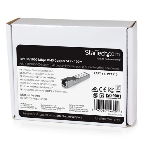 StarTech.com SFPC1110 modulo del ricetrasmettitore di rete Rame 1250 Mbit/s