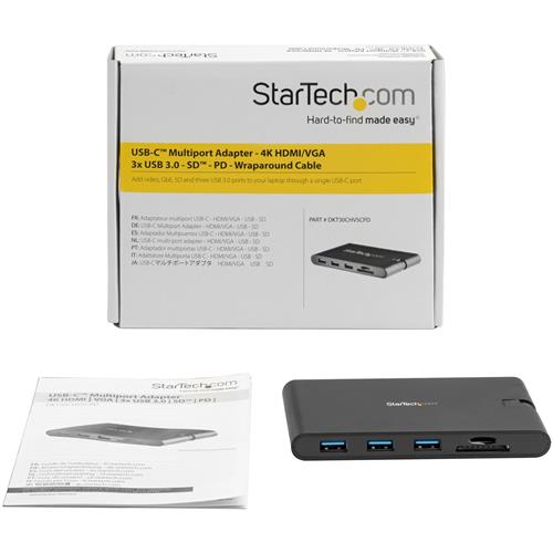 StarTech.com DKT30CHVSCPD replicatore di porte e docking station per laptop Cablato USB 3.2 Gen 1 (3.1 Gen 1) Type-C Nero