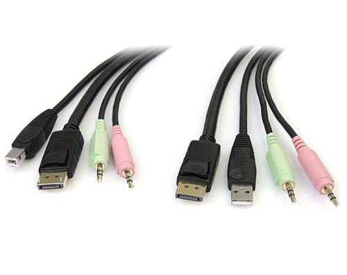 StarTech.com DP4N1USB6 cavo per tastiera, video e mouse Nero 1,829 m