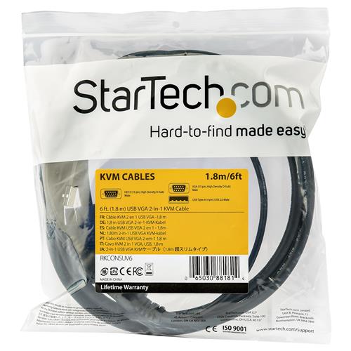 StarTech.com RKCONSUV6 cavo per tastiera, video e mouse Nero