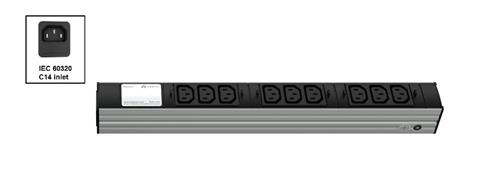 Vertiv Knürr PDU DI-STRIP, Basic, 0U/1U, ingresso IEC 60320 C14 230V 10A, uscite (9) C13