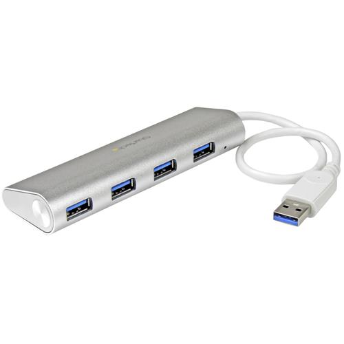 StarTech.com ST43004UA hub di interfaccia USB 3.2 Gen 1 (3.1 Gen 1) Type-A 5000 Mbit/s Argento, Bianco