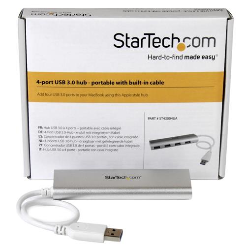 StarTech.com ST43004UA hub di interfaccia USB 3.2 Gen 1 (3.1 Gen 1) Type-A 5000 Mbit/s Argento, Bianco