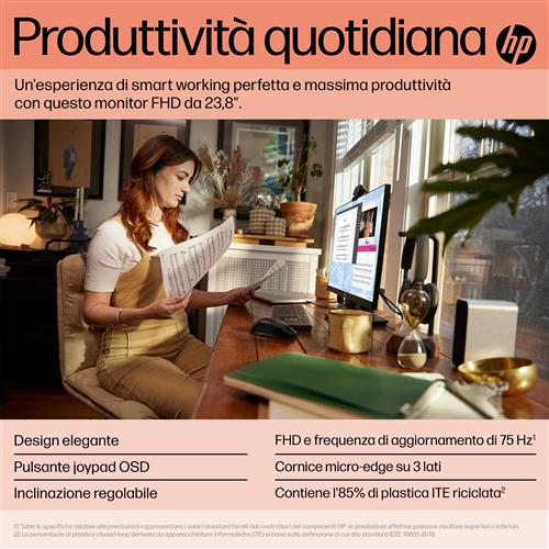 HP P24 G5 FHD Monitor Monitor PC 60,5 cm (23.8) 1920 x 1080 Pixel Full HD LCD Nero