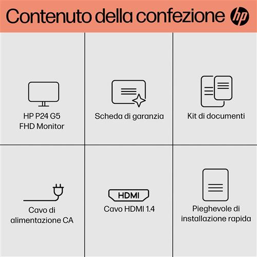 HP P24 G5 FHD Monitor Monitor PC 60,5 cm (23.8) 1920 x 1080 Pixel Full HD LCD Nero