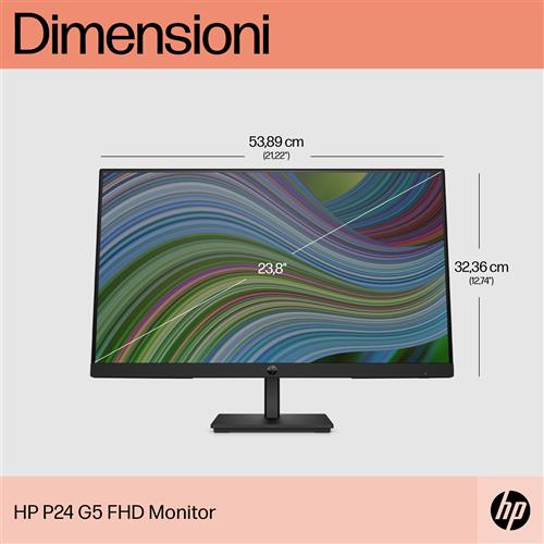 HP P24 G5 FHD Monitor Monitor PC 60,5 cm (23.8) 1920 x 1080 Pixel Full HD LCD Nero