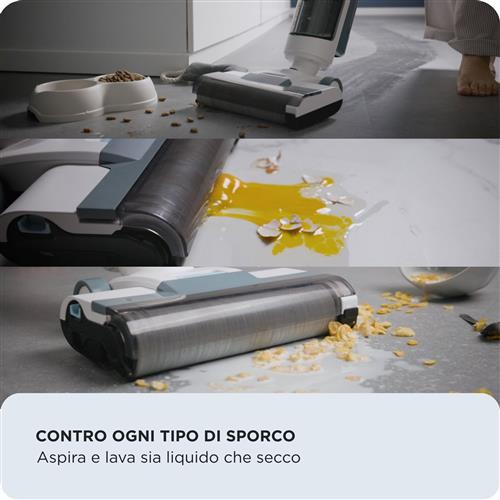 Ariete 2483 Aqua Force Wash & Vacuum, Aspirapolvere Intelligente, Lavapavimenti cordless, Senza fili, Aspira e lava, Peli animali, Sporco liquido e secco, Capacità 700ml, Accessori inclusi