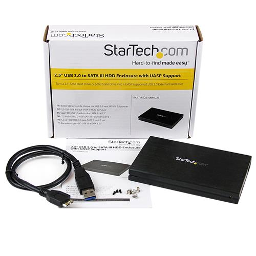 StarTech.com S2510BMU33 contenitore di unità di archiviazione Custodia per Disco Rigido (HDD) Nero 2.5 Alimentazione USB