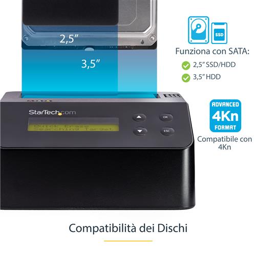 StarTech.com SDOCK1EU3P2 duplicatore multimediale Duplicatore HDD/SSD Nero 1 copie