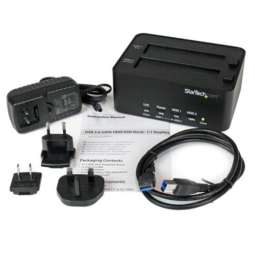 StarTech.com SATDOCK2REU3 duplicatore multimediale Duplicatore HDD/SSD Nero 1 copie