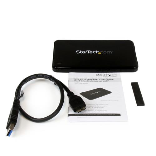 StarTech.com S2510BPU337 contenitore di unità di archiviazione Box esterno HDD/SSD Nero 2.5