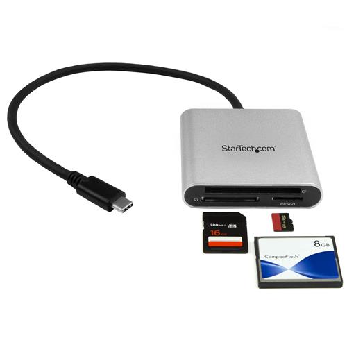 StarTech.com FCREADU3C lettore di schede USB 3.2 Gen 1 (3.1 Gen 1) Type-C Nero, Argento