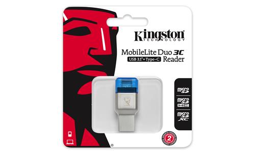 Kingston Technology MobileLite Duo 3C lettore di schede USB 3.2 Gen 1 (3.1 Gen 1) Type-A/Type-C Blu, Argento