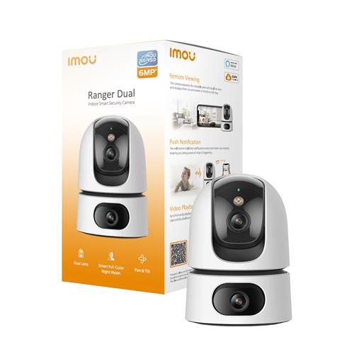 Imou Ranger DUAL 6MP (3MP+3MP) Telecamera WiFi da Interno, motorizzata con Doppia Lente, Rilevamento Umano, Smart tracking, Visione Notturna a Colori