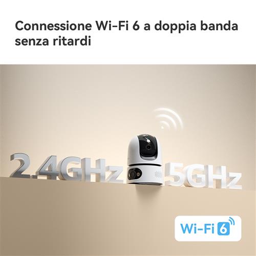 Imou Ranger DUAL 6MP (3MP+3MP) Telecamera WiFi da Interno, motorizzata con Doppia Lente, Rilevamento Umano, Smart tracking, Visione Notturna a Colori