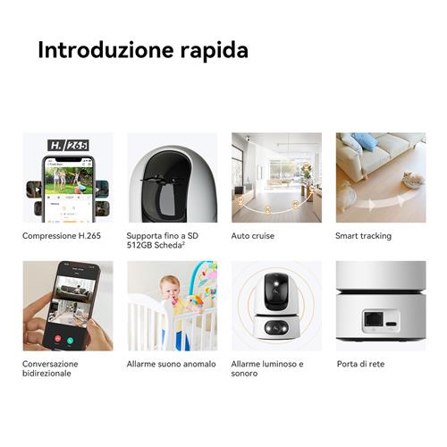 Imou Ranger DUAL 6MP (3MP+3MP) Telecamera WiFi da Interno, motorizzata con Doppia Lente, Rilevamento Umano, Smart tracking, Visione Notturna a Colori