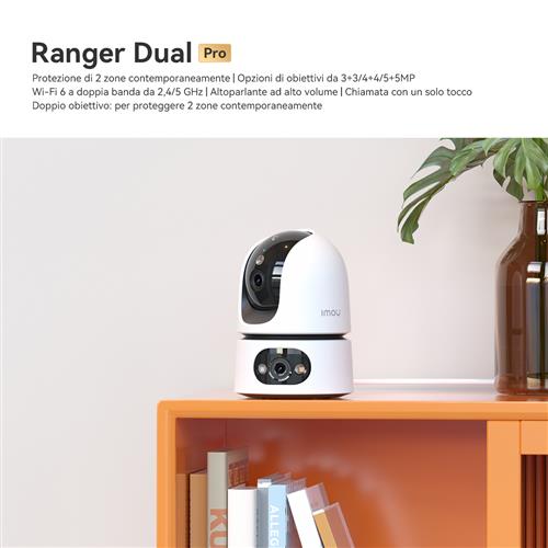 Imou Ranger DUAL 6MP (3MP+3MP) Telecamera WiFi da Interno, motorizzata con Doppia Lente, Rilevamento Umano, Smart tracking, Visione Notturna a Colori