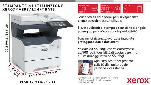 VERSALINK B415 A4 47PPM DUPLEX COPY/PRINT/SCAN/FAX PS3 2 TRAYS