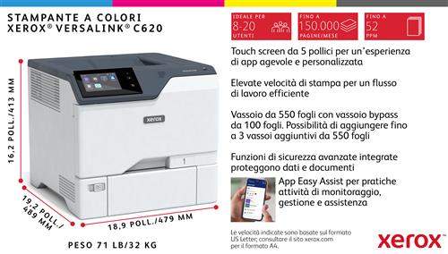 VERSALINK C620 A4 50PPM DUPLEX PS3 PCL5E/6 2 TRAYS 650 SHEETS