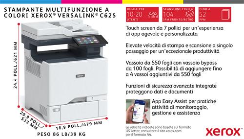 VERSALINK C625 A4 50PPM DUPLEX COPY/PRINT/SCAN/FAX PS3 2 TRAYS