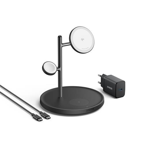 MAGGO WIRELESSCHARGE ST15W BLAC 15W 3-IN-1 STAND CABLE+CHARGER B