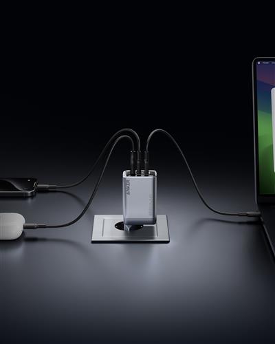 PRIME CHARGER 100W 3 PORTS GAN SILVER