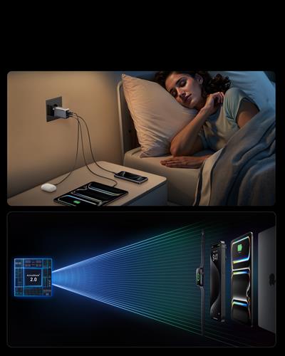 PRIME CHARGER 100W 3 PORTS GAN SILVER