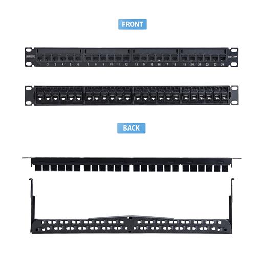 PATCH PANEL PASSANTE 24 PT 1U CON ACCOPPIATORI IN LINEA RJ45
