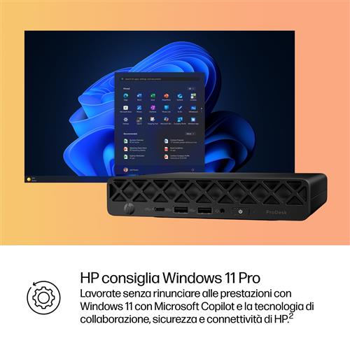 HP ProDesk 4 G1i AI PC Intel Core Ultra 5 235T 16 GB DDR5-SDRAM 1 TB SSD Windows 11 Pro Mini PC Nero