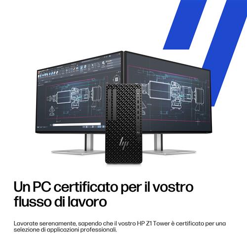 HP Z1 G1i Intel Core Ultra 7 265 32 GB DDR5-SDRAM 1 TB SSD NVIDIA RTX A1000 Windows 11 Pro Tower Stazione di lavoro AI Workstation, AI PC Nero
