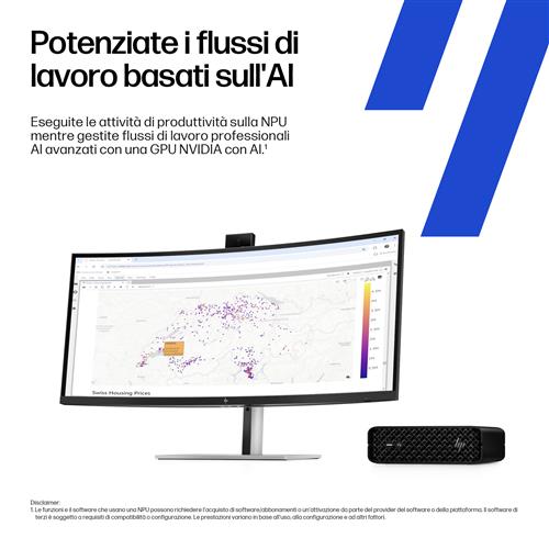 HP Z2 Mini G1i Workstation Desktop PC Wolf Pro Security Edition Intel Core Ultra 7 265 32 GB DDR5-SDRAM NVIDIA RTX A1000 Windows 11 Pro Mini PC Stazione di lavoro AI Workstation, AI PC