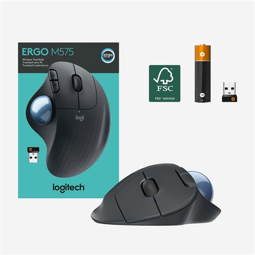 Logitech Ergo M575 mouse Ufficio Mano destra RF senza fili + Bluetooth 2000 DPI
