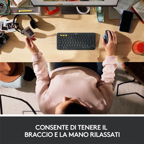 Logitech Ergo M575 mouse Ufficio Mano destra RF senza fili + Bluetooth 2000 DPI