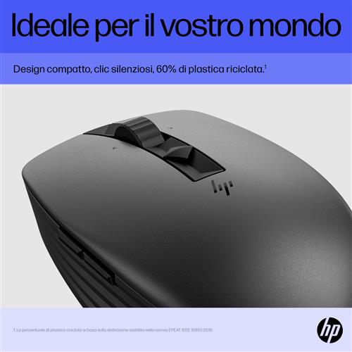 HP 715 Rechargeable Multi-Device mouse Ufficio Ambidestro RF senza fili + Bluetooth 3000 DPI
