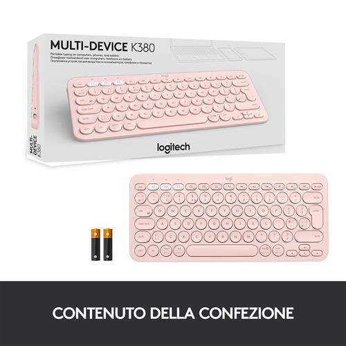 Logitech K380 Multi-Device tastiera Universale QWERTY Italiano Rosa