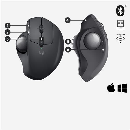 Logitech MX Ergo mouse Ufficio Mano destra RF senza fili + Bluetooth Trackball 440 DPI