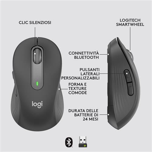 Logitech Signature M650 mouse Ufficio Mano destra RF senza fili + Bluetooth Ottico 4000 DPI