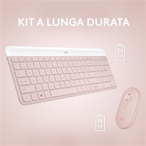 Logitech MK470 Slim Combo tastiera Mouse incluso Ufficio RF Wireless QWERTY Italiano Rosa