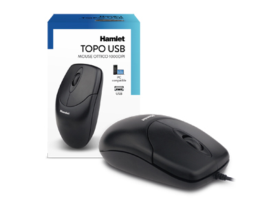 Hamlet Topo usb mouse ottico a 1000dpi 2 tasti e scroll