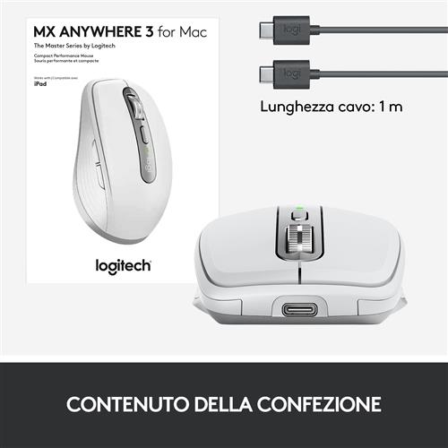 Logitech MX Anywhere 3 f/ Mac mouse Ufficio Mano destra Laser