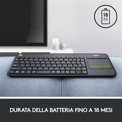 Logitech K400 Plus Tv tastiera Universale RF Wireless QWERTY Italiano Nero