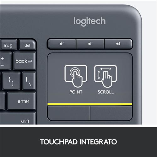 Logitech K400 Plus Tv tastiera Universale RF Wireless QWERTY Italiano Nero