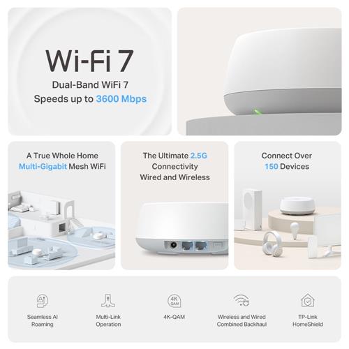 BE3600 WHOLE HOME MESH WI-FI 7 SYSTEM SPEED: 688 MBPS AT 2.4 GH