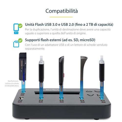 DUPLICATORE AUTONOMO SCHEDE DI MEMORIA FLASH USB 1:5