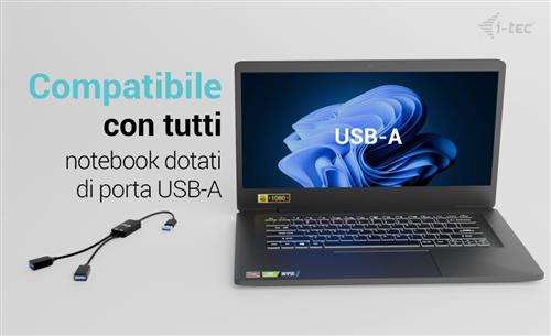 I-TEC USB-A CABLE HUB 2 PORT USB-A HUB TO 2 PORT (2X USB-A)