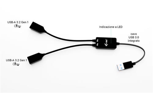 I-TEC USB-A CABLE HUB 2 PORT USB-A HUB TO 2 PORT (2X USB-A)