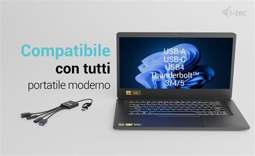 I-TEC USB-C/A CABLE HUB 4 PORTS USB-C/A TO 2X USB-C + 2X USB-A